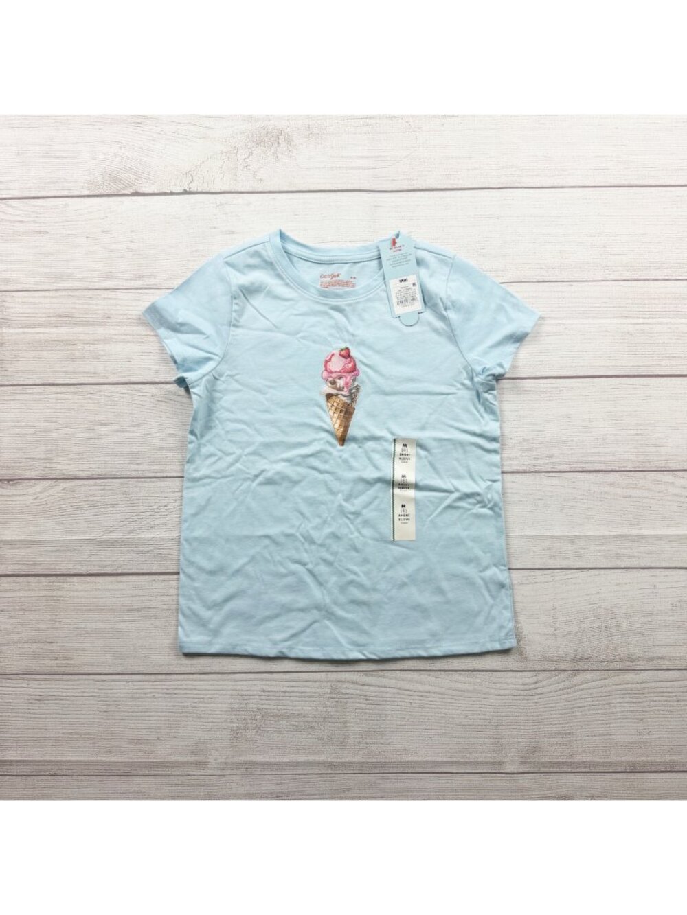 Cat & Jack Girls Light Blue Ice Cream Graphic Short Sleeve Shirt NWT M 8
